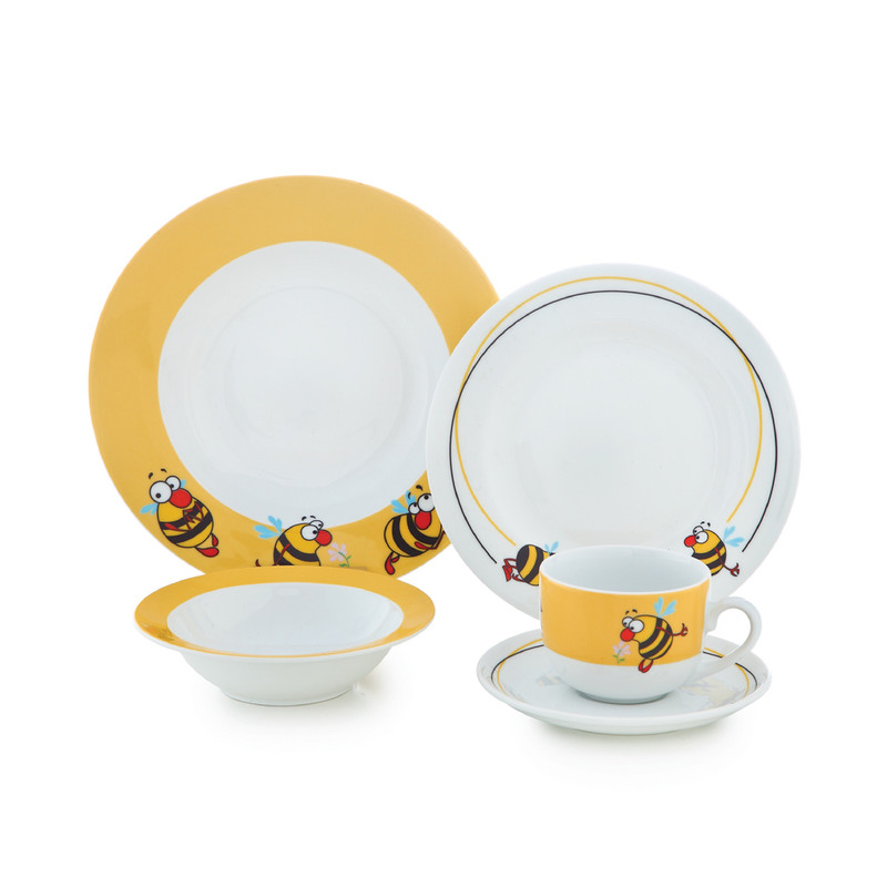 سرویس غذاخوری 5 پارچه کودک چینی زرین ایران سری ایتالیا اف مدل بامبل‌بی درجه عالی