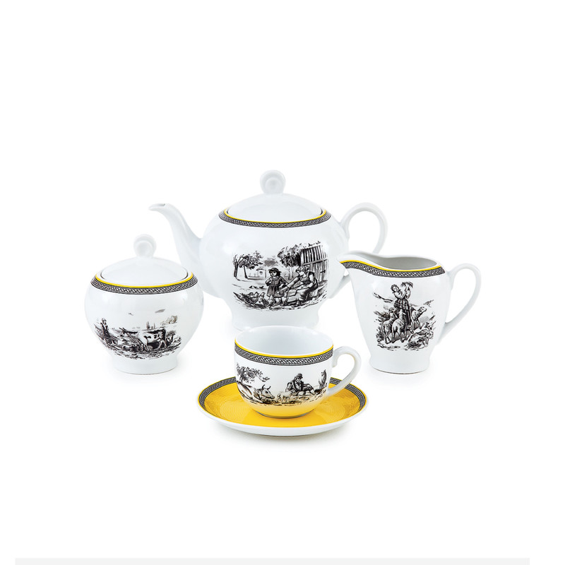 سرویس چای خوری 17 پارچه چینی زرین ایران مدل ایتالیا اف ویلیج درجه عالی