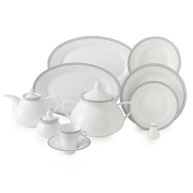 سرویس غذاخوری 108 پارچه چینی زرین ایران سری شهرزاد مدل وایت رز درجه عالی