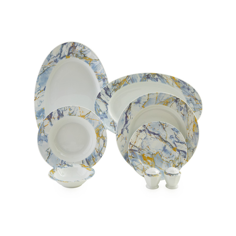 سرویس غذاخوری 29 پارچه چینی زرین مدل نئوکلاسیک گلداستون درجه یک