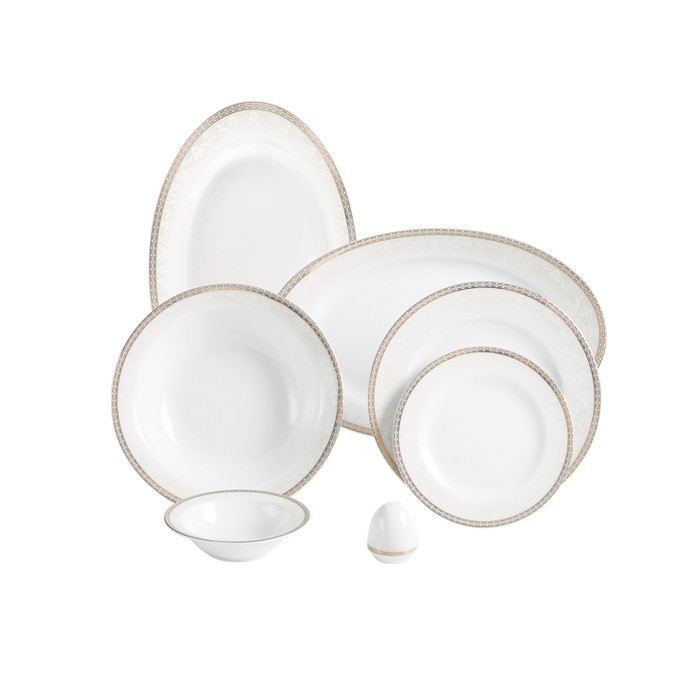 سرویس غذاخوری 28 پارچه 6 نفره چینی زرین ایران مدل  ریوا طلایی درجه یک